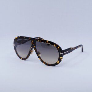 New Tom Ford Troy FT0836 52B Sunglasses Dark Havana Aviator Frame, Smoke Lenses